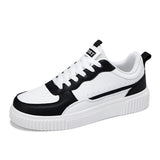 Lace Up Contrast Platform Sneakers - White Black / 36 - Image 10