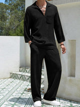 Men's Plus Size Long Sleeve Top and Pants Set - Lake Blue / M - Image 8