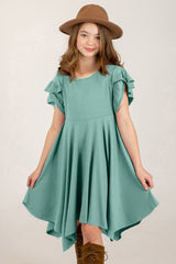 Round Neck Petal Sleeve Dress - Lavender / XL - Image 6