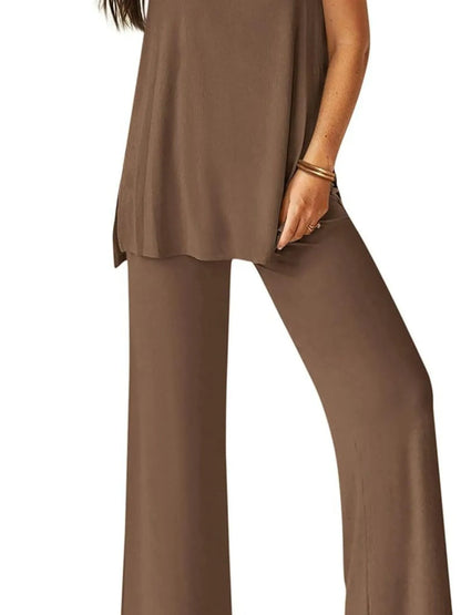 Round Neck Tank and Pants Set-Nordavory