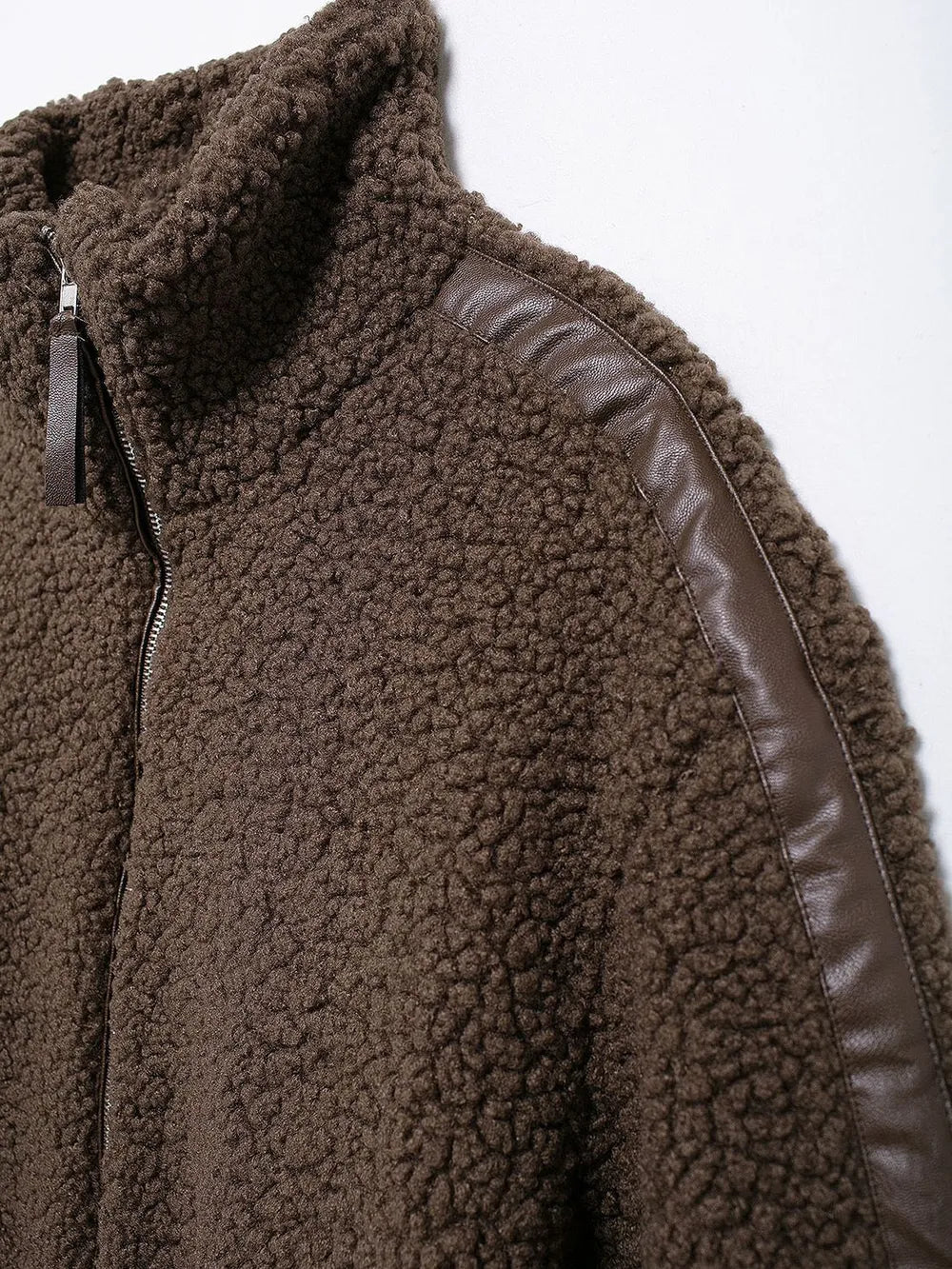 Zip Up Turtleneck Long Sleeve Plush Jacket-Nordavory