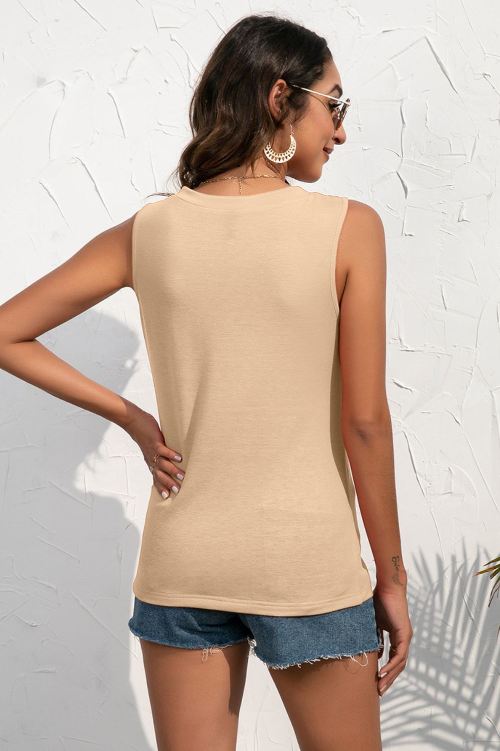 Ivy Lane Buttoned Deep V Tank-Nordavory