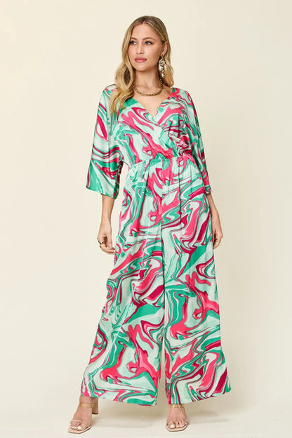 Double Take Full Size Half Sleeve Wide Leg Jumpsuit-Nordavory