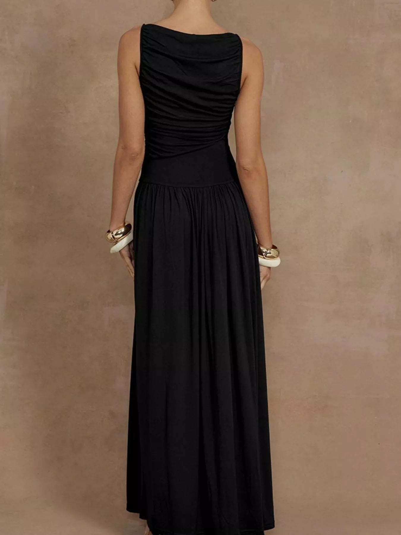 Full Size Ruched Sleeveless Maxi Dress Plus Size-Nordavory