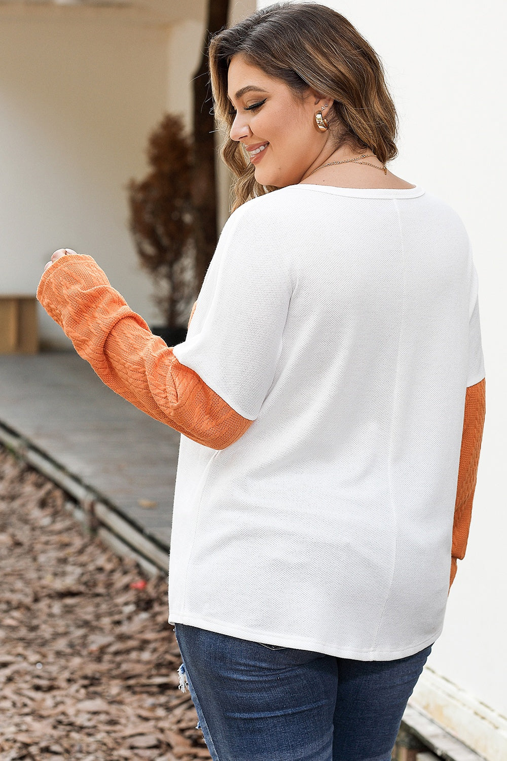 Plus Size Color Block Dropped Shoulder Blouse-Nordavory