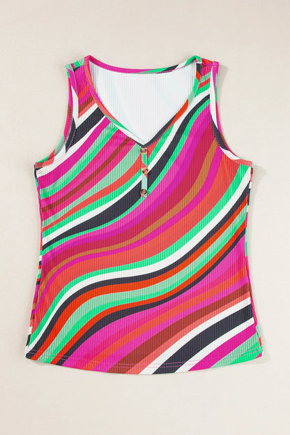 Color Block Round Neck Tank-Nordavory