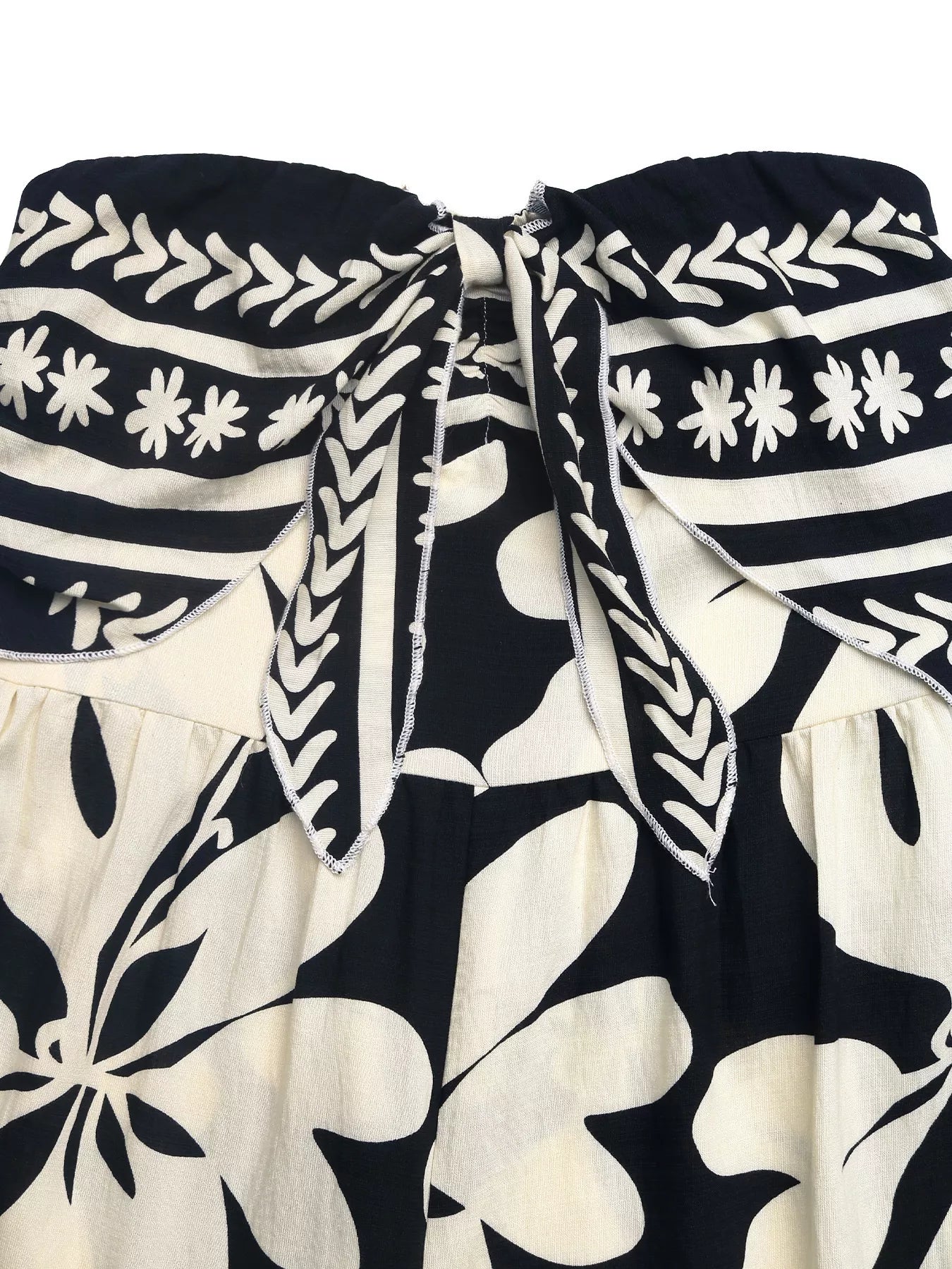 Floral Print Strapless Tie Front Wide Leg Jumpsuit-Nordavory