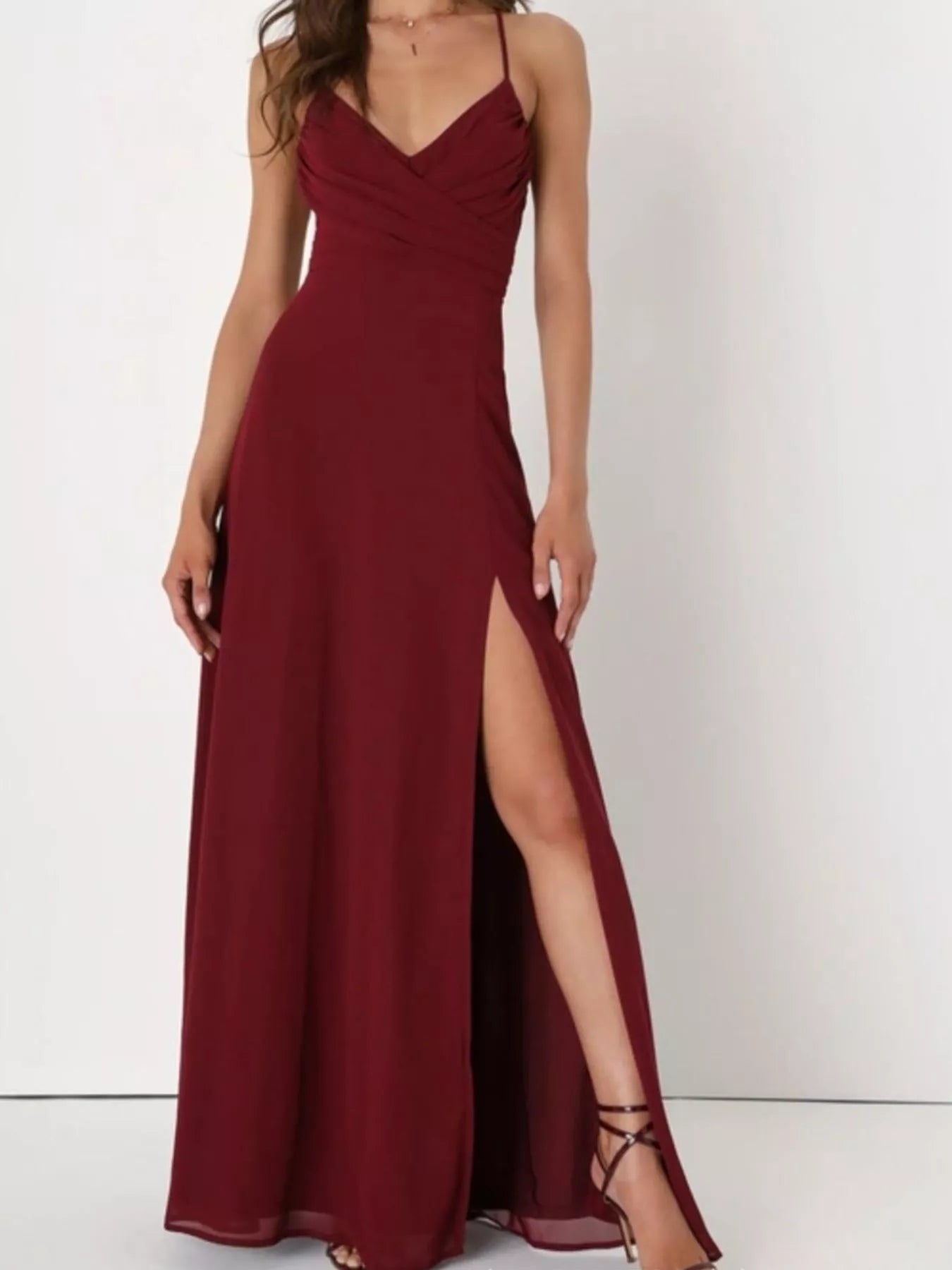 Crisscross Back Slit Maxi Dress-Nordavory
