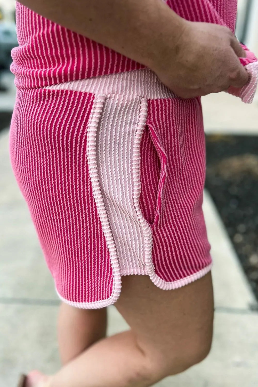 Ribbed Round Neck Top and Shorts Two-Piece Casual Set-Nordavory