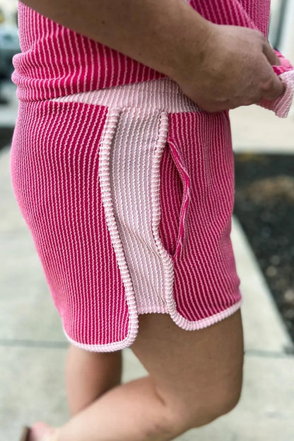 Ribbed Round Neck Top and Shorts Two-Piece Casual Set-Nordavory