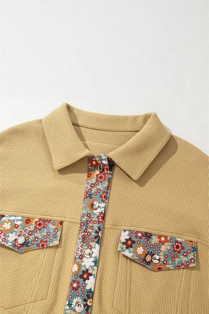 Printed Collared Neck Long Sleeve Jacket-Nordavory
