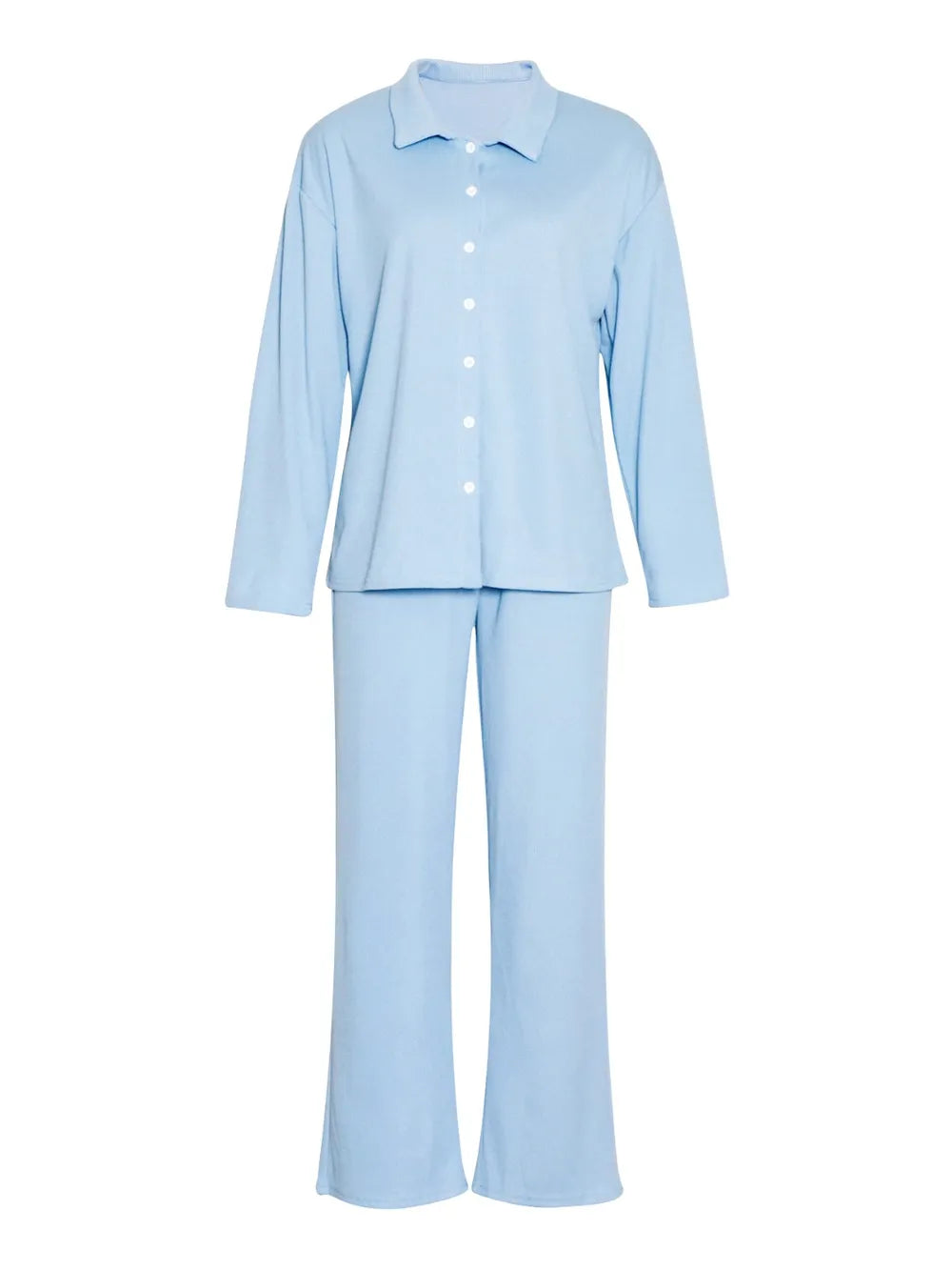 Collared Neck Long Sleeve Top and Drawstring Pants Set-Nordavory