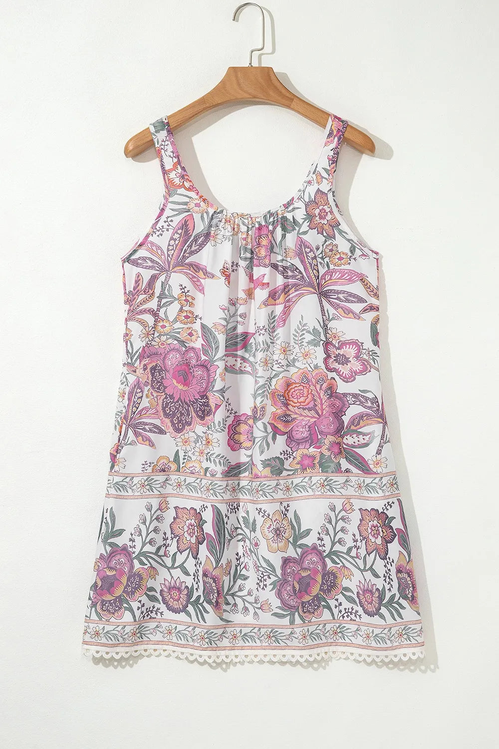 Multicolour Floral Tie Neck Sleeveless Mini Dress-Nordavory