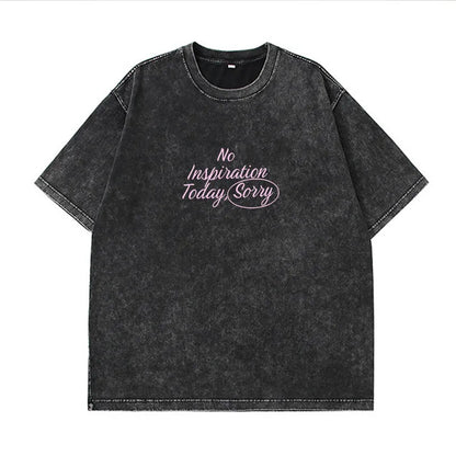 Letter Round Neck Short Sleeve T-Shirt-Nordavory