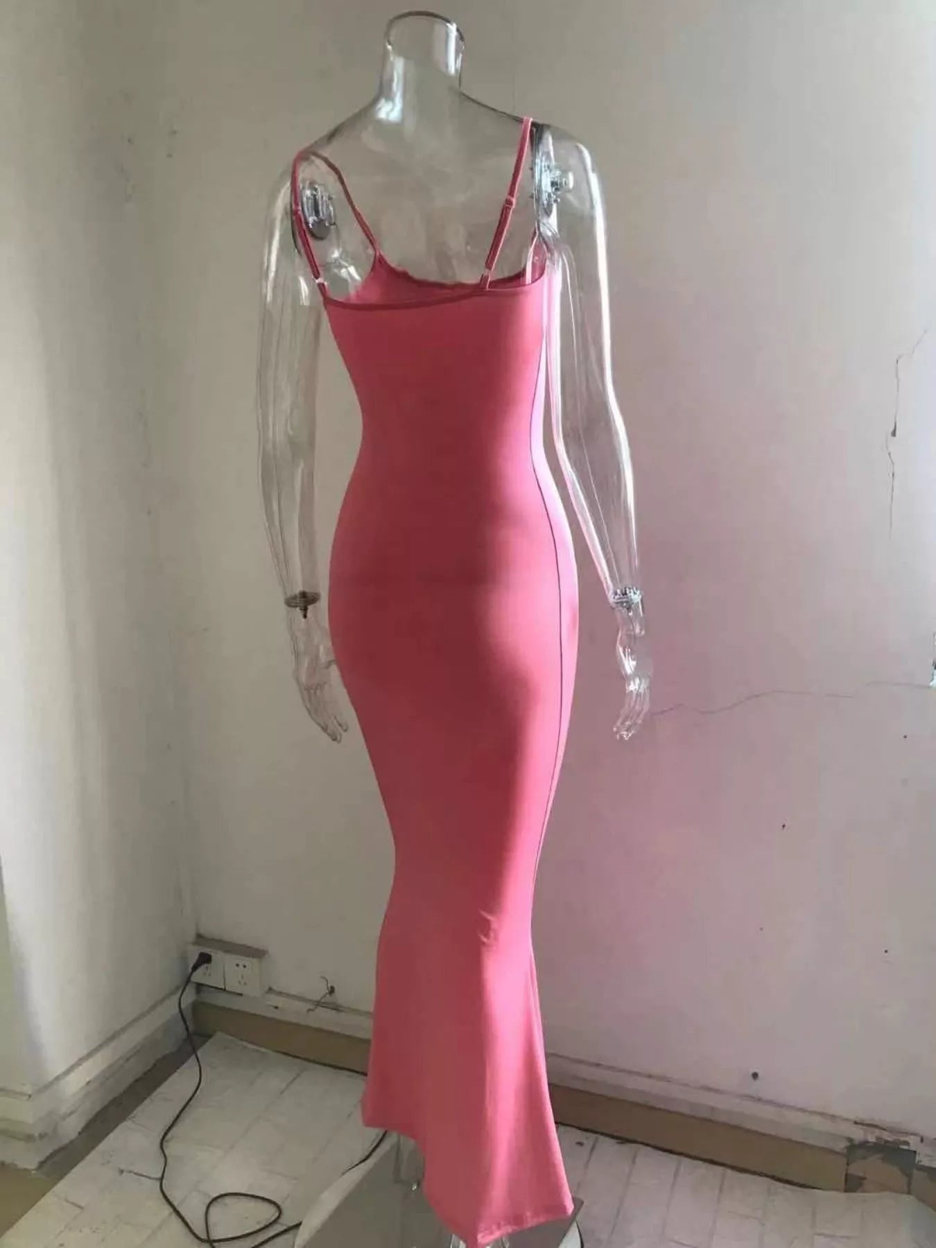 Spaghetti Strap Bodycon Maxi Dress-Nordavory