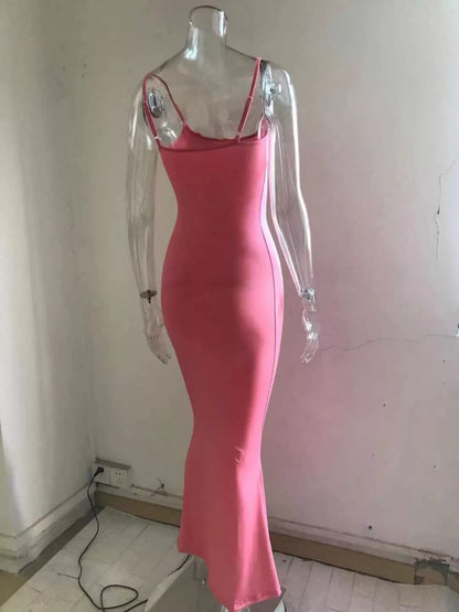 Spaghetti Strap Bodycon Maxi Dress-Nordavory