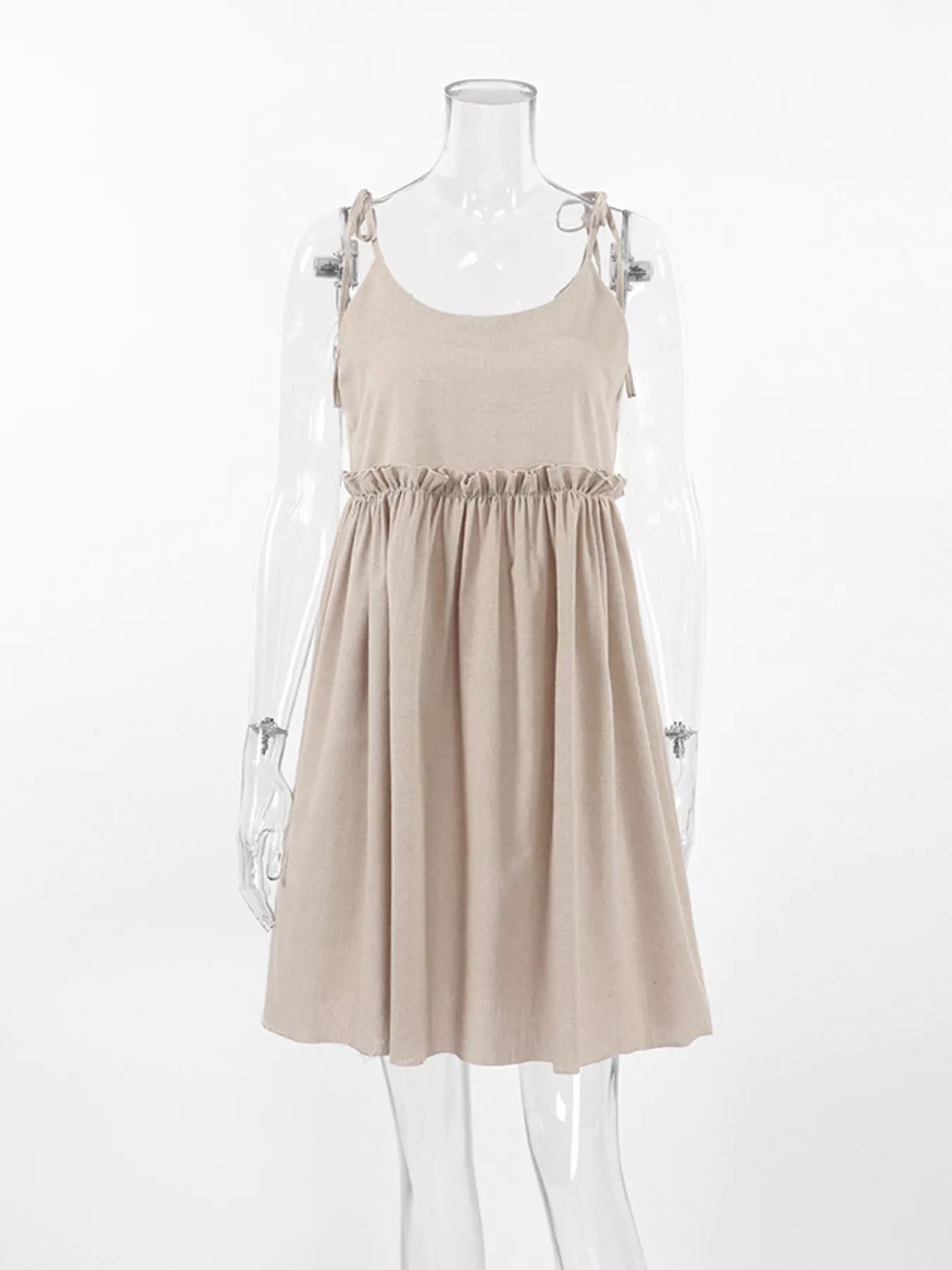 Frill Tied-Shoulder Cotton Mini Dress – image 5