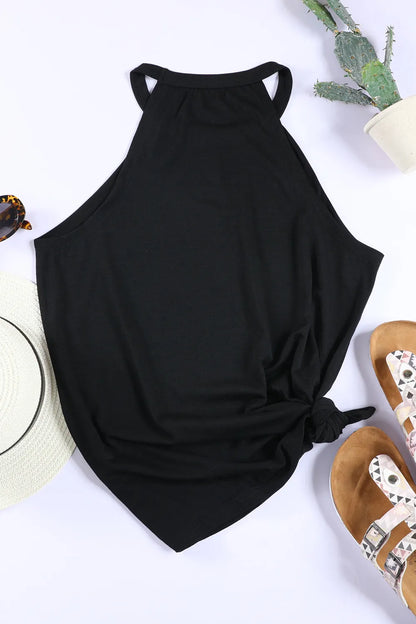 Embroidered Flower Grecian Neck Tank-Nordavory