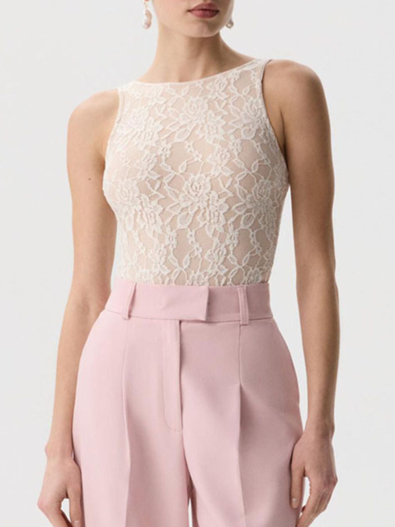 Lace Round Neck Tank-Nordavory