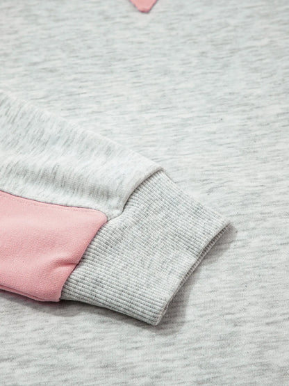 Color Block Long Sleeve Sweatshirt and Shorts Set-Nordavory