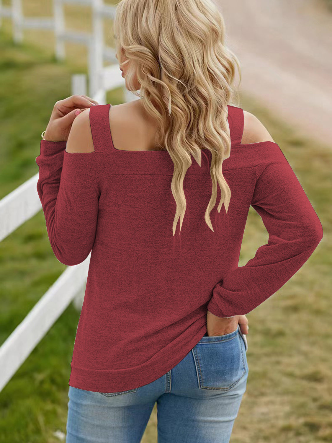 Full Size Cutout Cold Shoulder Blouse-Nordavory