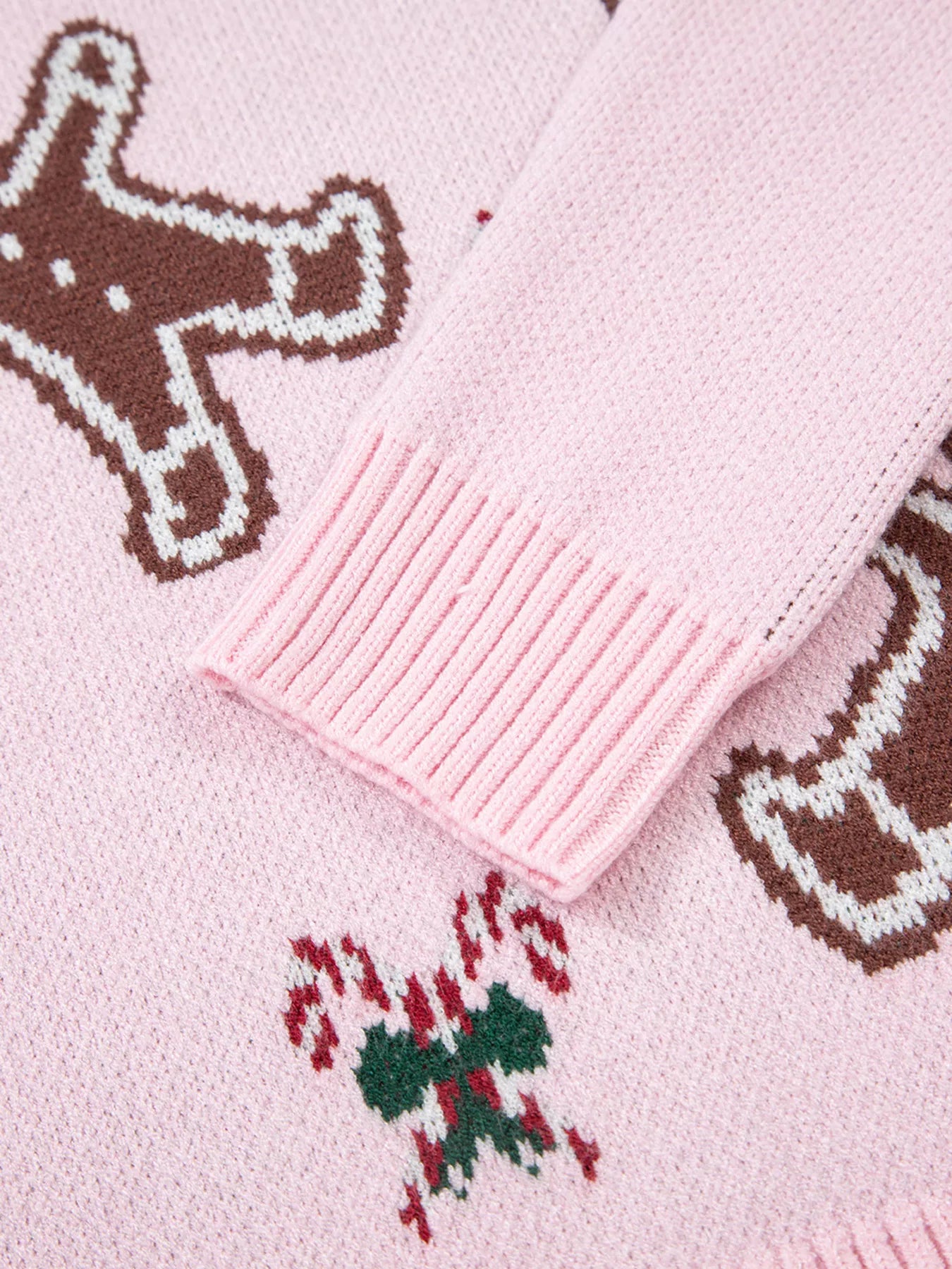 Christmas Ginger Bread Man Round Neck Casual Sweater-Nordavory