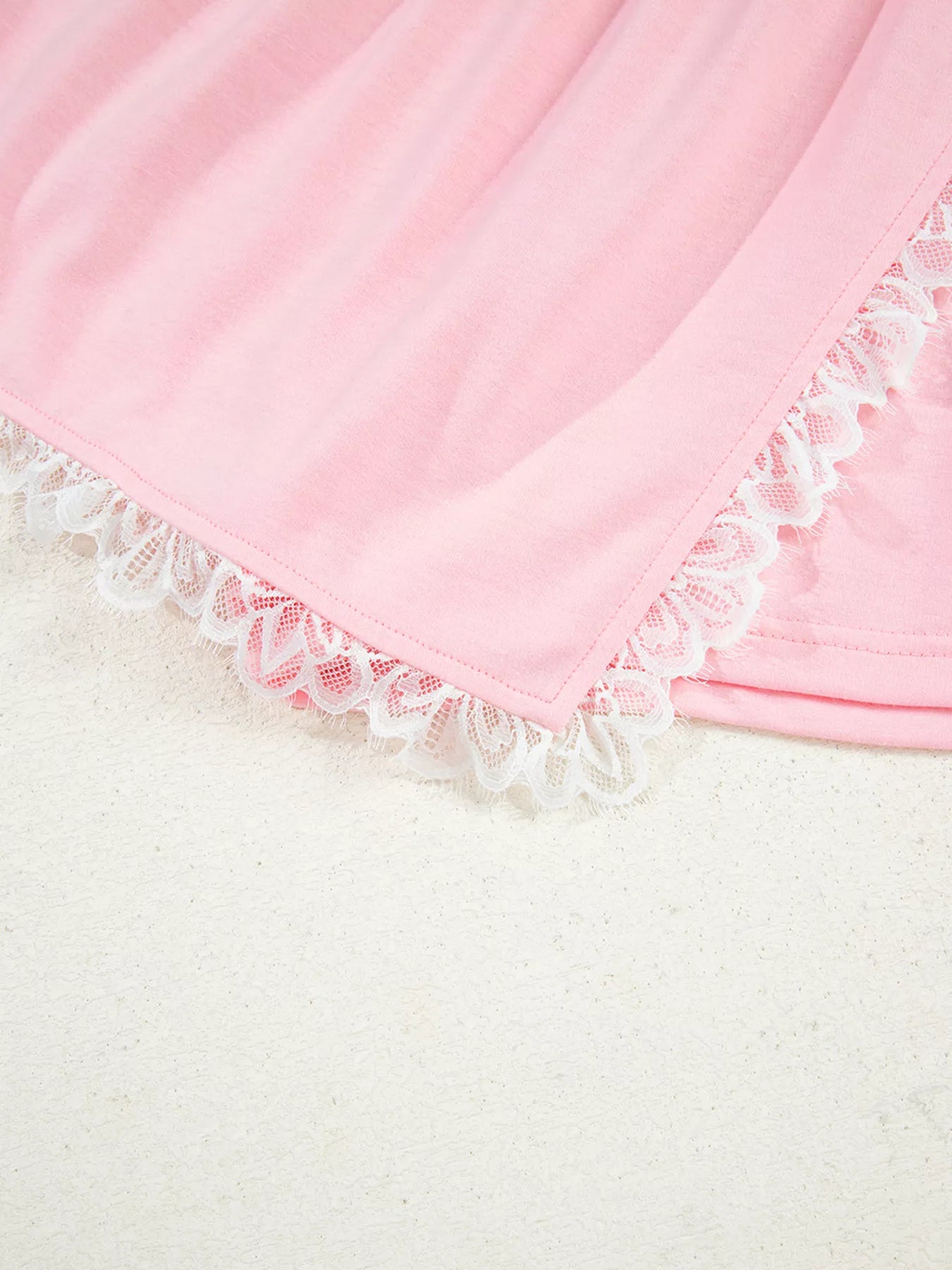 Peter Pan Lace Embellished Neck Sweatshirt and Skirt Two Piece Set-Nordavory