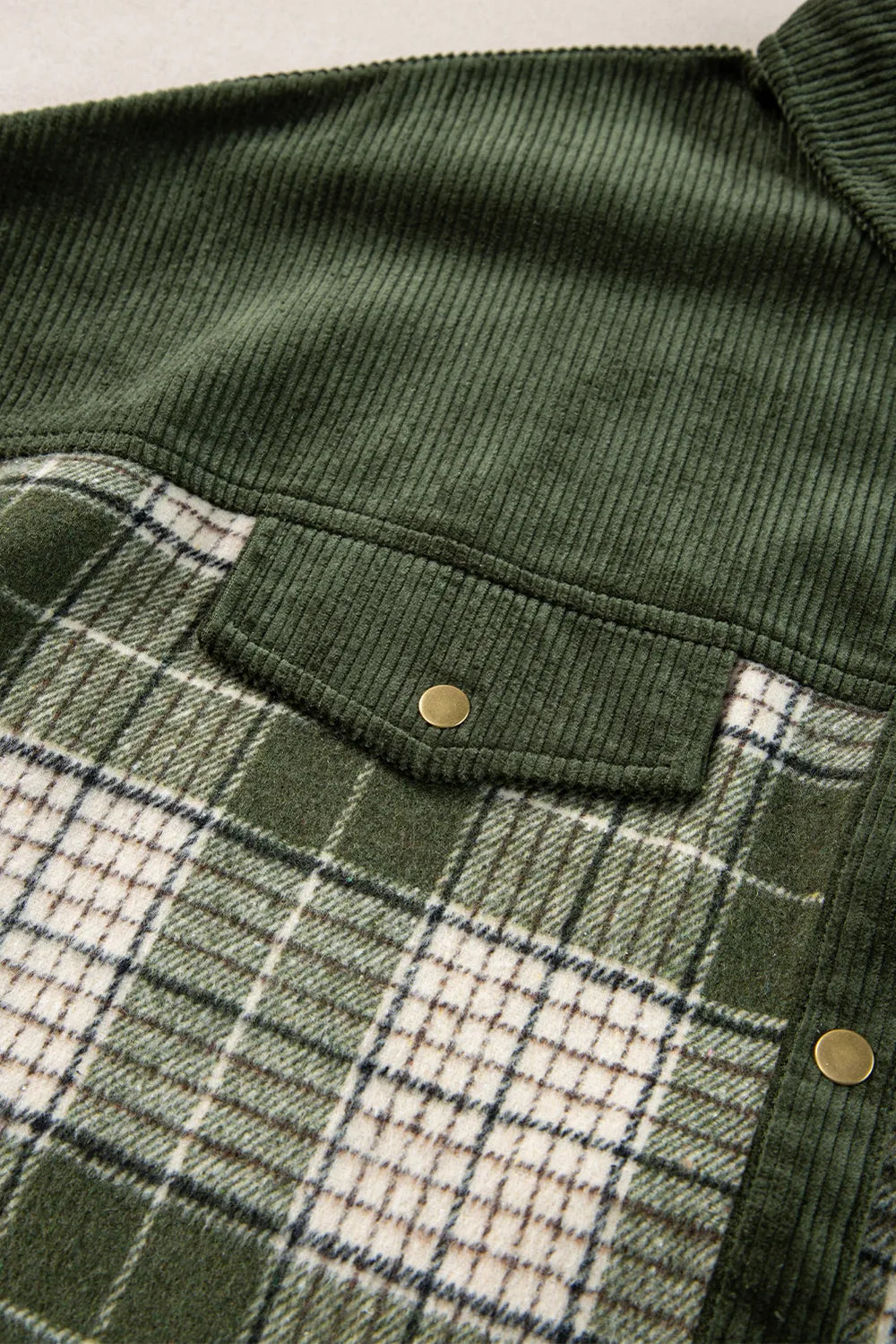 Snap Down Collared Neck Plaid Shacket-Nordavory