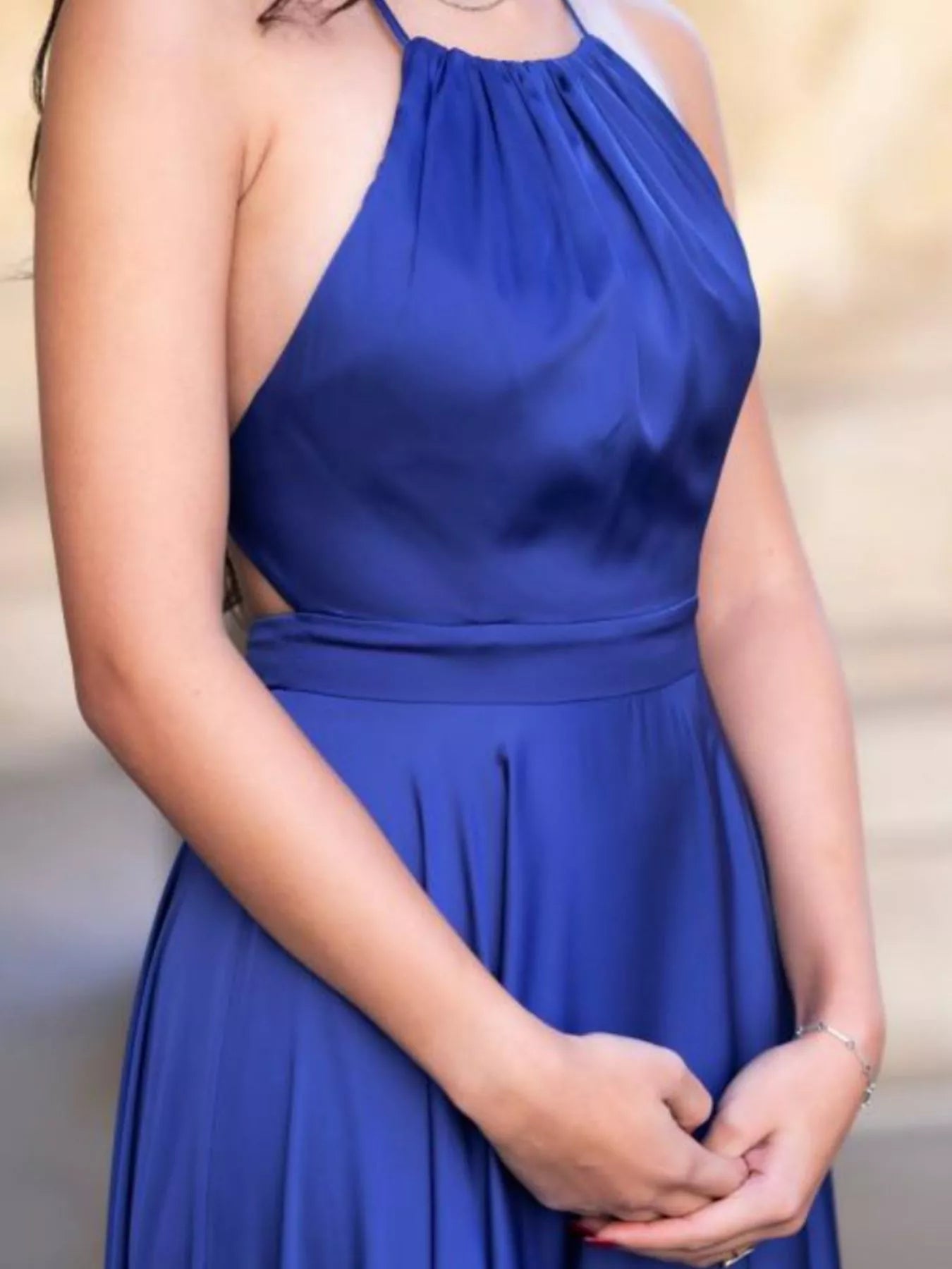 Halter Neck Slit Maxi Dress-Nordavory
