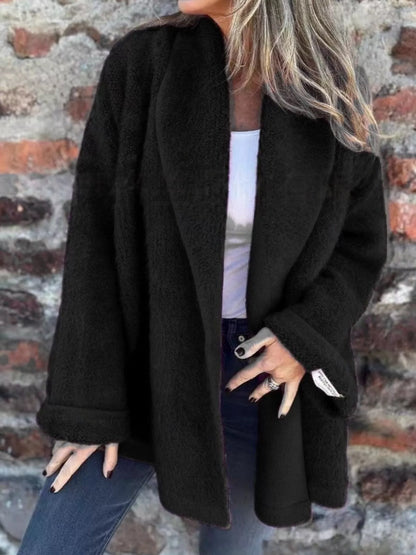 Open Front Long Sleeve Fluffy Jacket-Nordavory