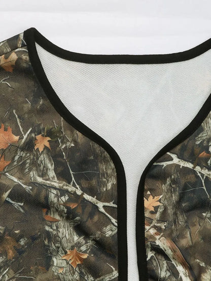 Perfee Printed Open Front Long Sleeve Jacket-Nordavory