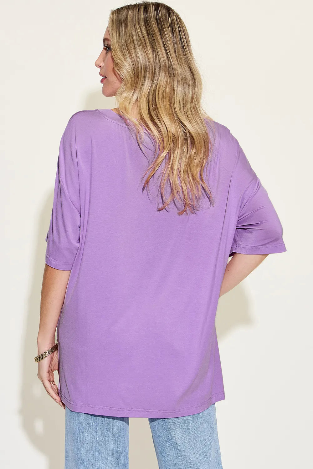 Basic Bae Full Size Bamboo V-Neck Drop Shoulder T-Shirt-Nordavory