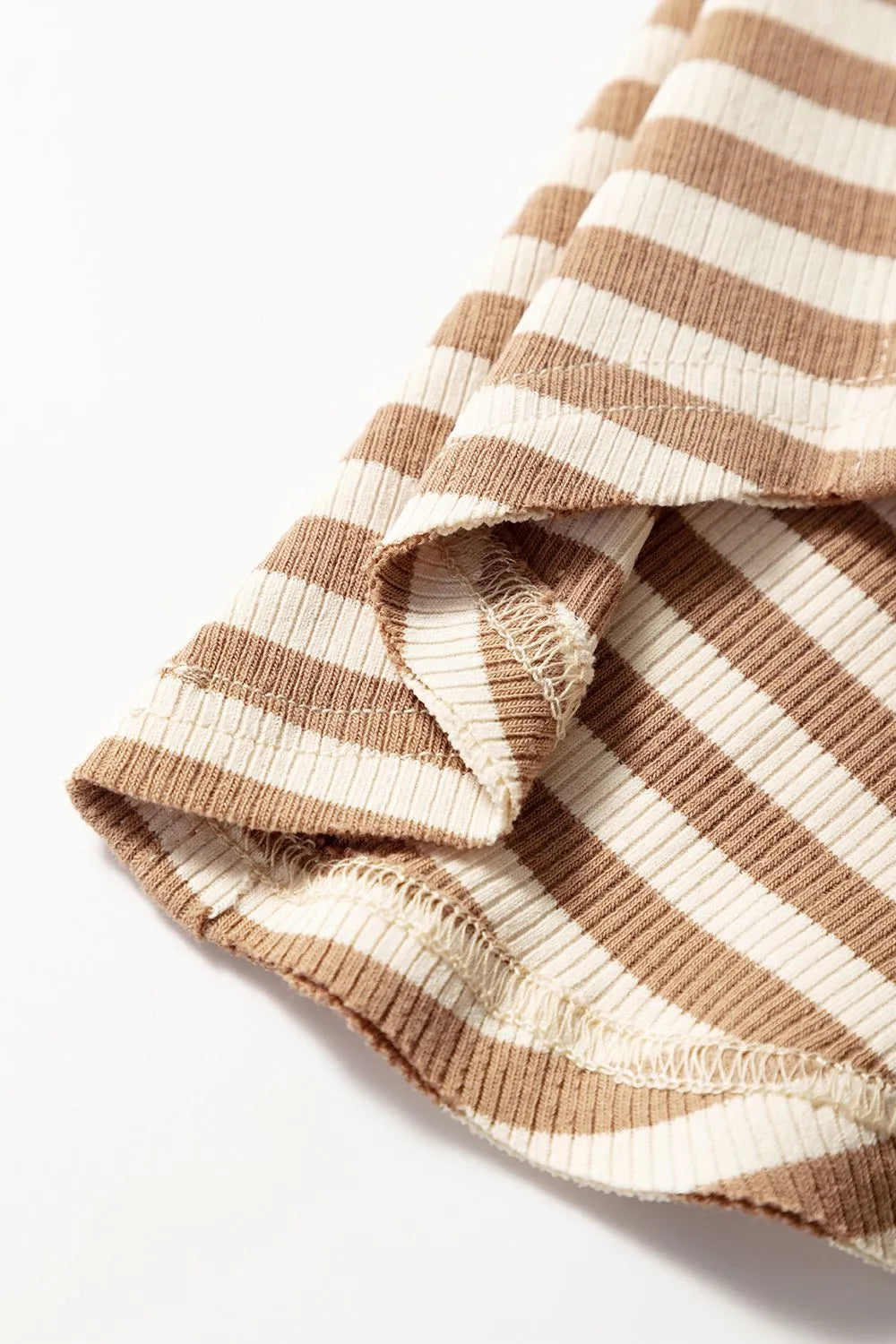 Stripe Exposed Seam Trim Round Neck Sleeveless Top-Nordavory
