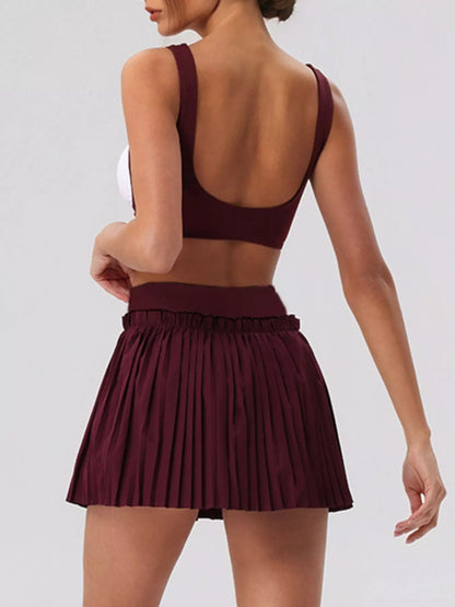 Sleeveless Top and Pleated Skirt Active Set – image 24