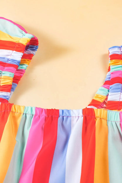 Stripe Ruffled Straps Babydoll Cami-Nordavory