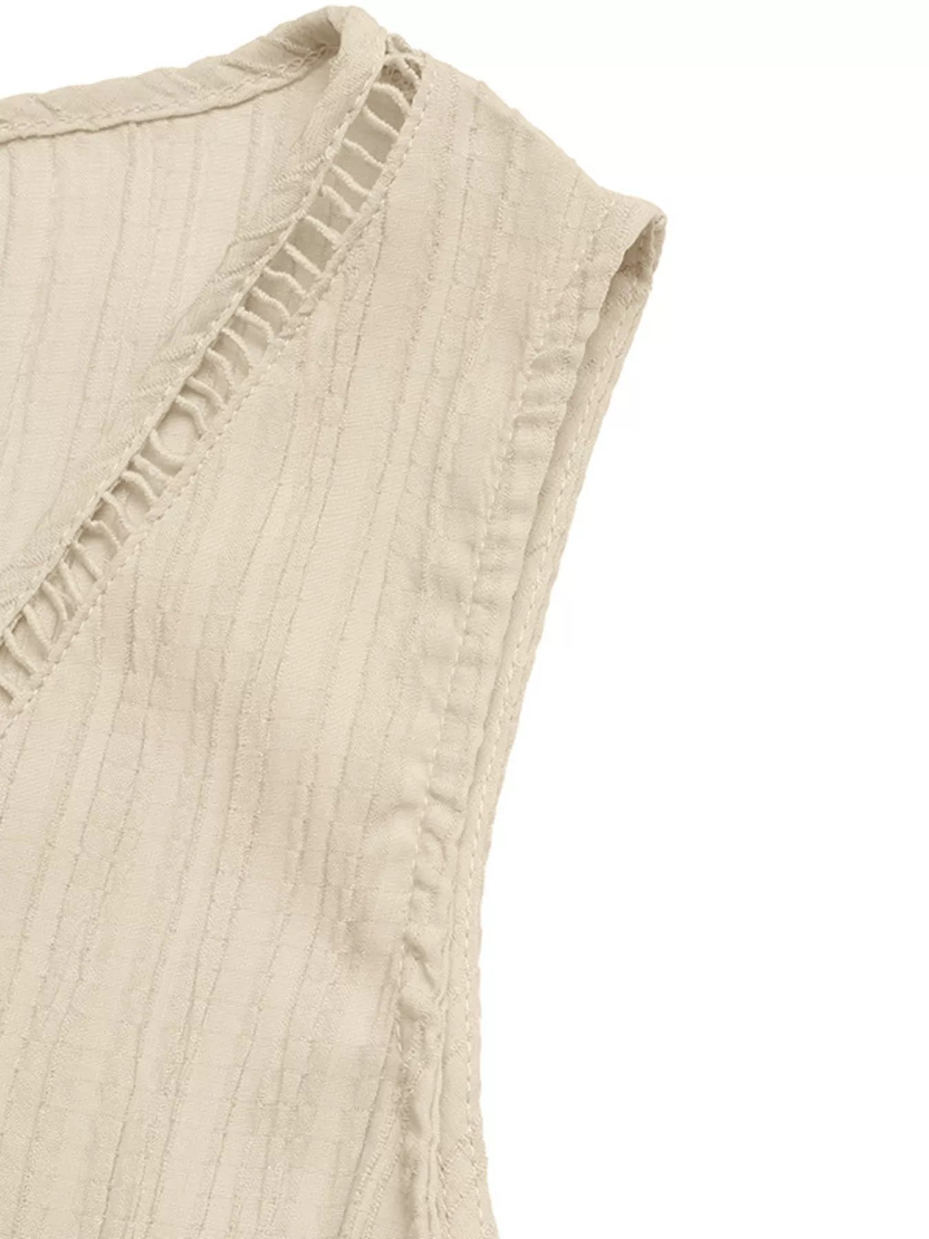 V-Neck Drawstring Waist Wide Leg Jumpsuit-Nordavory