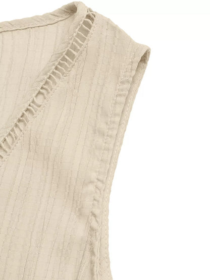 V-Neck Drawstring Waist Wide Leg Jumpsuit-Nordavory