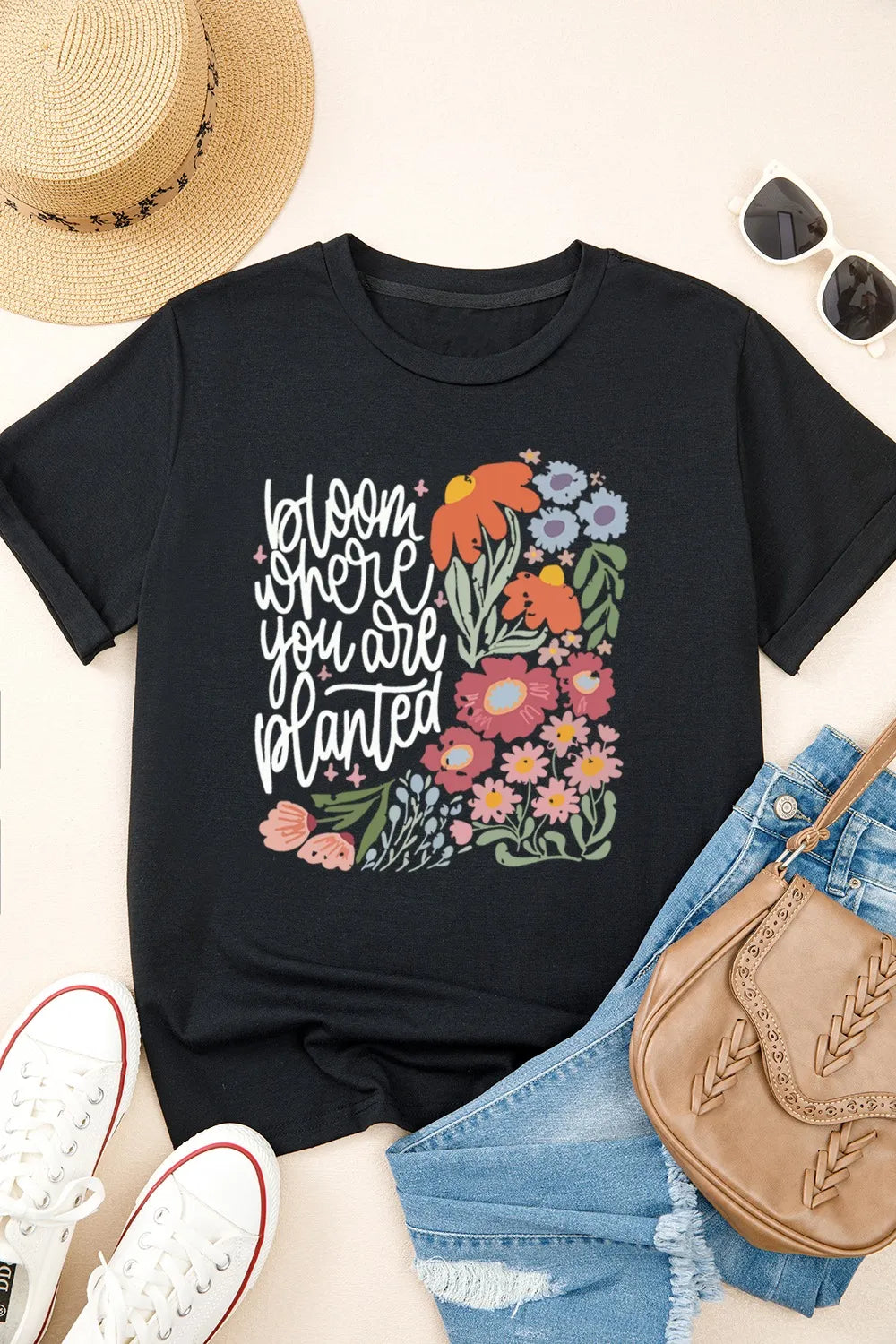 Graphic Round Neck Short Sleeve T-Shirt-Nordavory