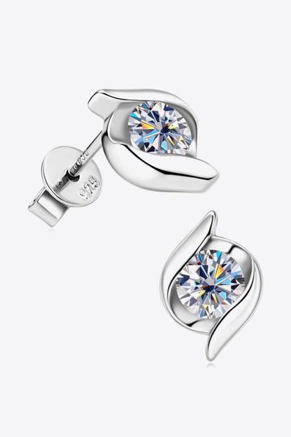 1 Carat Moissanite 925 Sterling Silver Stud Earrings-Nordavory