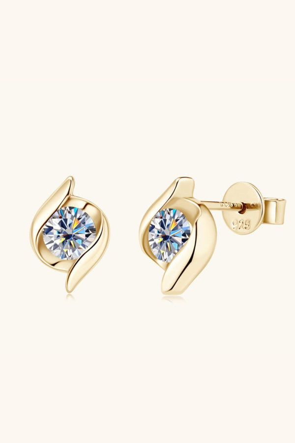 1 Carat Moissanite 925 Sterling Silver Stud Earrings-Nordavory