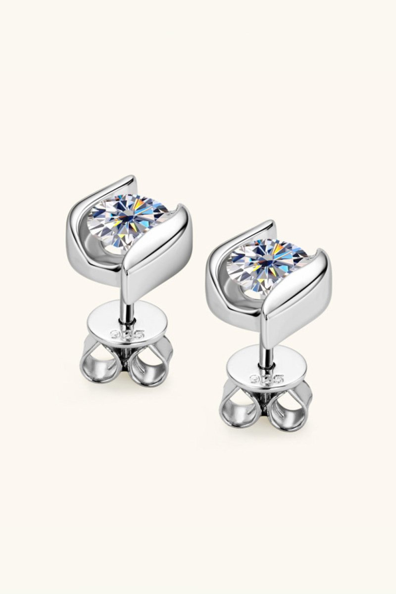 1 Carat Moissanite 925 Sterling Silver Stud Earrings-Nordavory