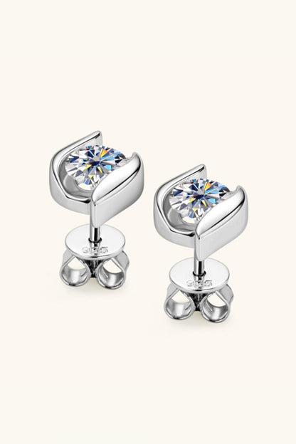 1 Carat Moissanite 925 Sterling Silver Stud Earrings-Nordavory