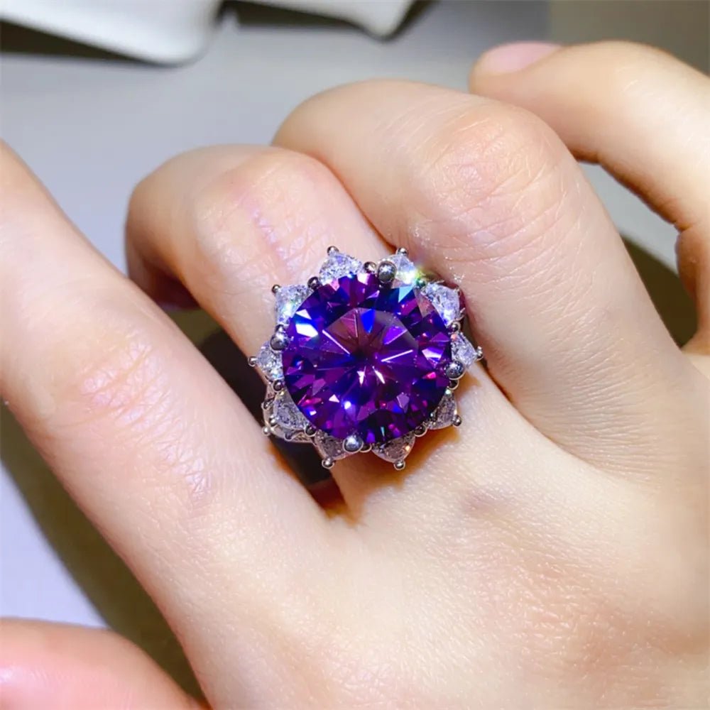 10 Carat Moissanite 925 Sterling Silver Flower Shape Ring-Nordavory