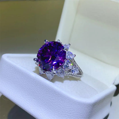 10 Carat Moissanite 925 Sterling Silver Flower Shape Ring-Nordavory