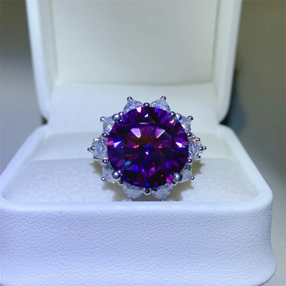 10 Carat Moissanite 925 Sterling Silver Flower Shape Ring-Nordavory