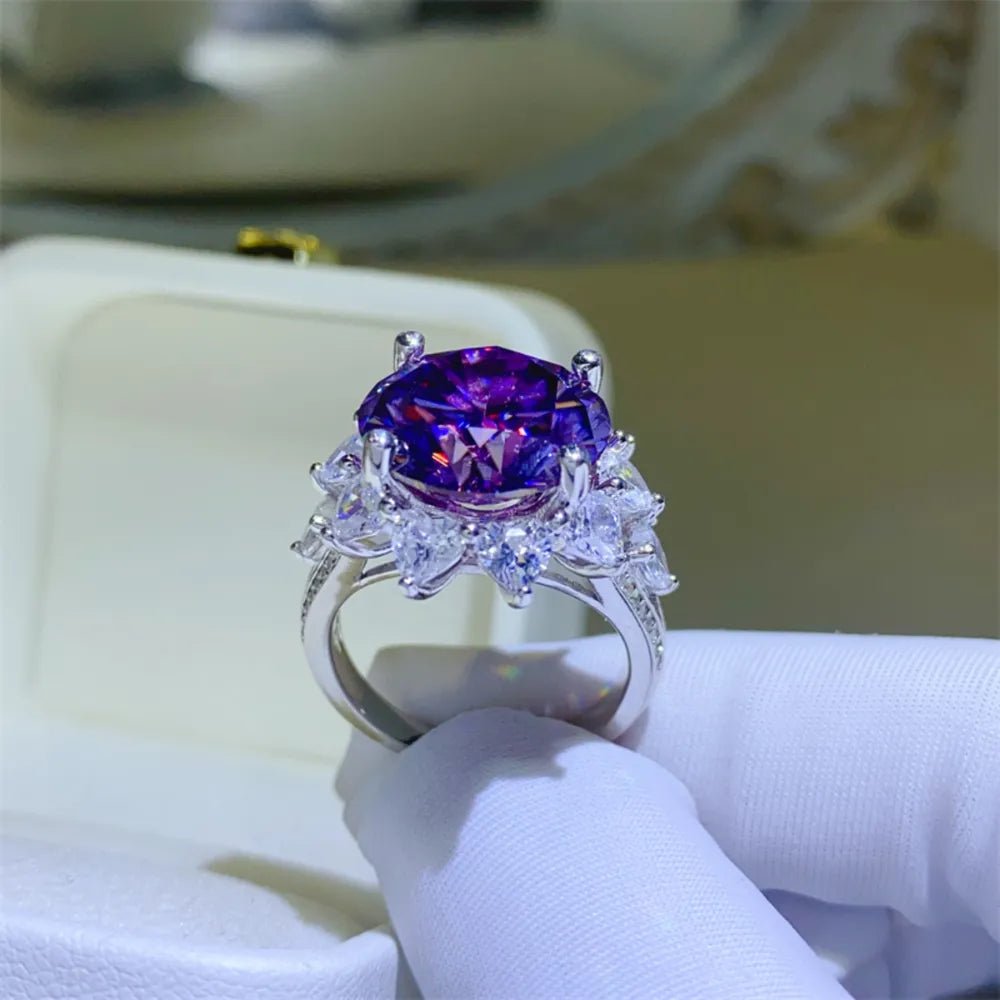 10 Carat Moissanite 925 Sterling Silver Flower Shape Ring-Nordavory