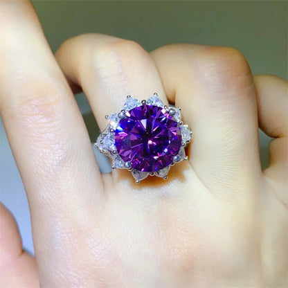10 Carat Moissanite 925 Sterling Silver Flower Shape Ring-Nordavory