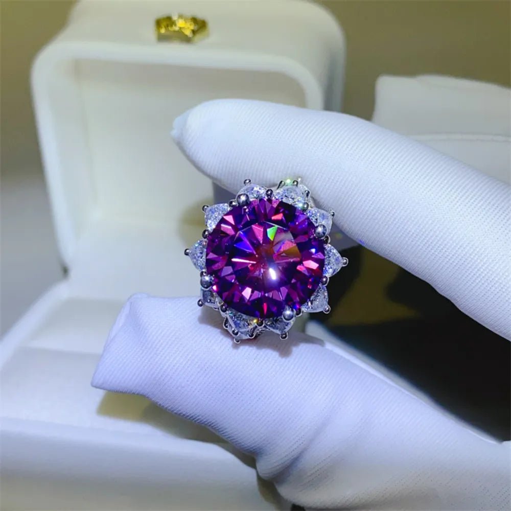 10 Carat Moissanite 925 Sterling Silver Flower Shape Ring-Nordavory