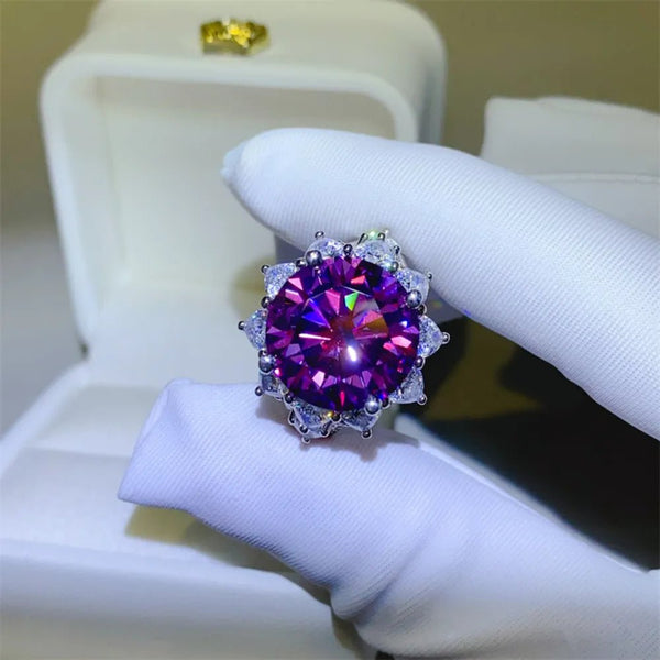 10 Carat Moissanite 925 Sterling Silver Flower Shape Ring-Nordavory