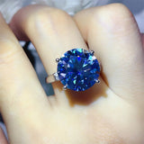 10 Carat Moissanite 925 Sterling Silver Ring and Necklace Set - Royal Blue / 5 - Image 8